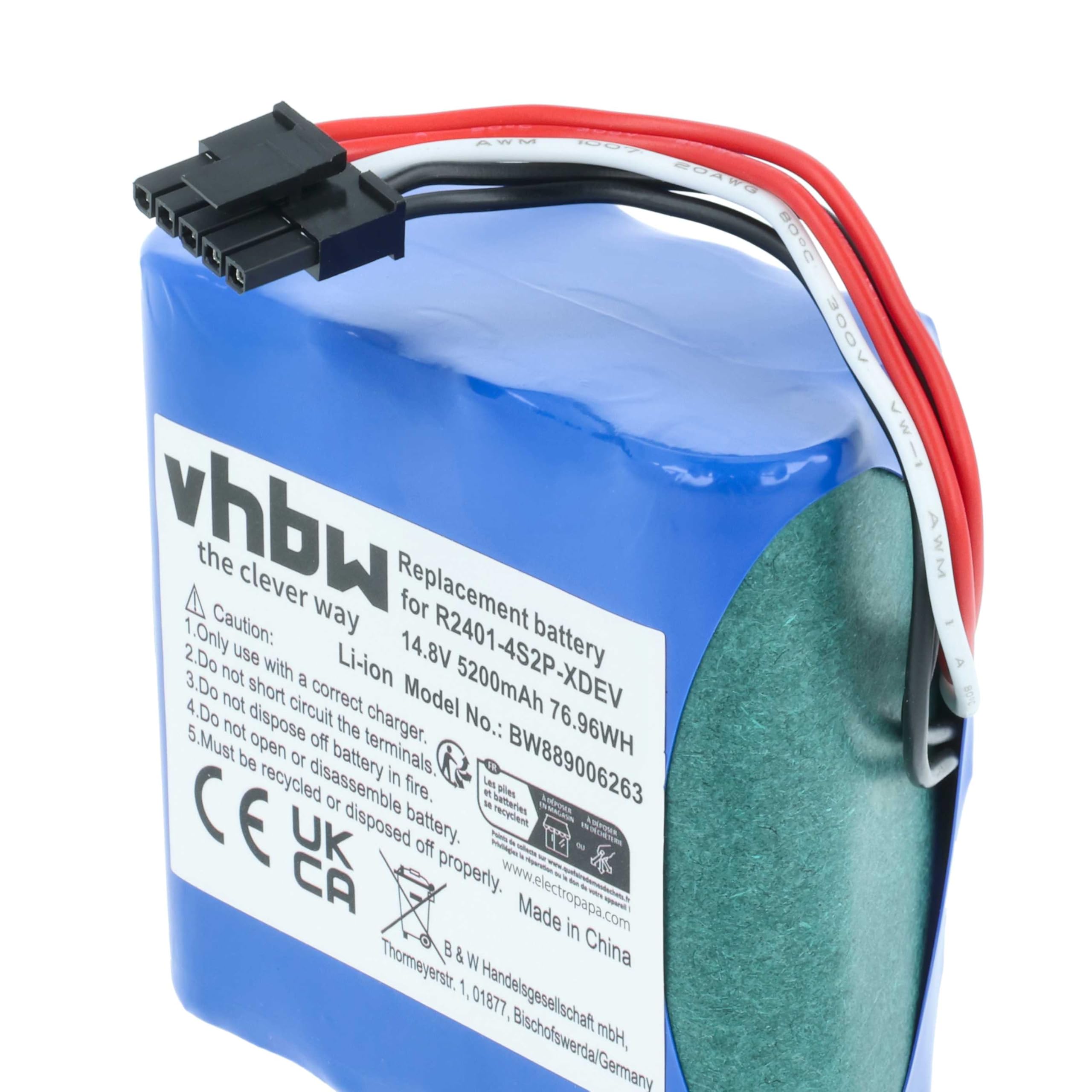 vhbw Akumulator kompatybilny z robotem odkurzającym Dreame X40 Pro Ultra (5,2 Ah, 14,8 V, litowo-jonowy)