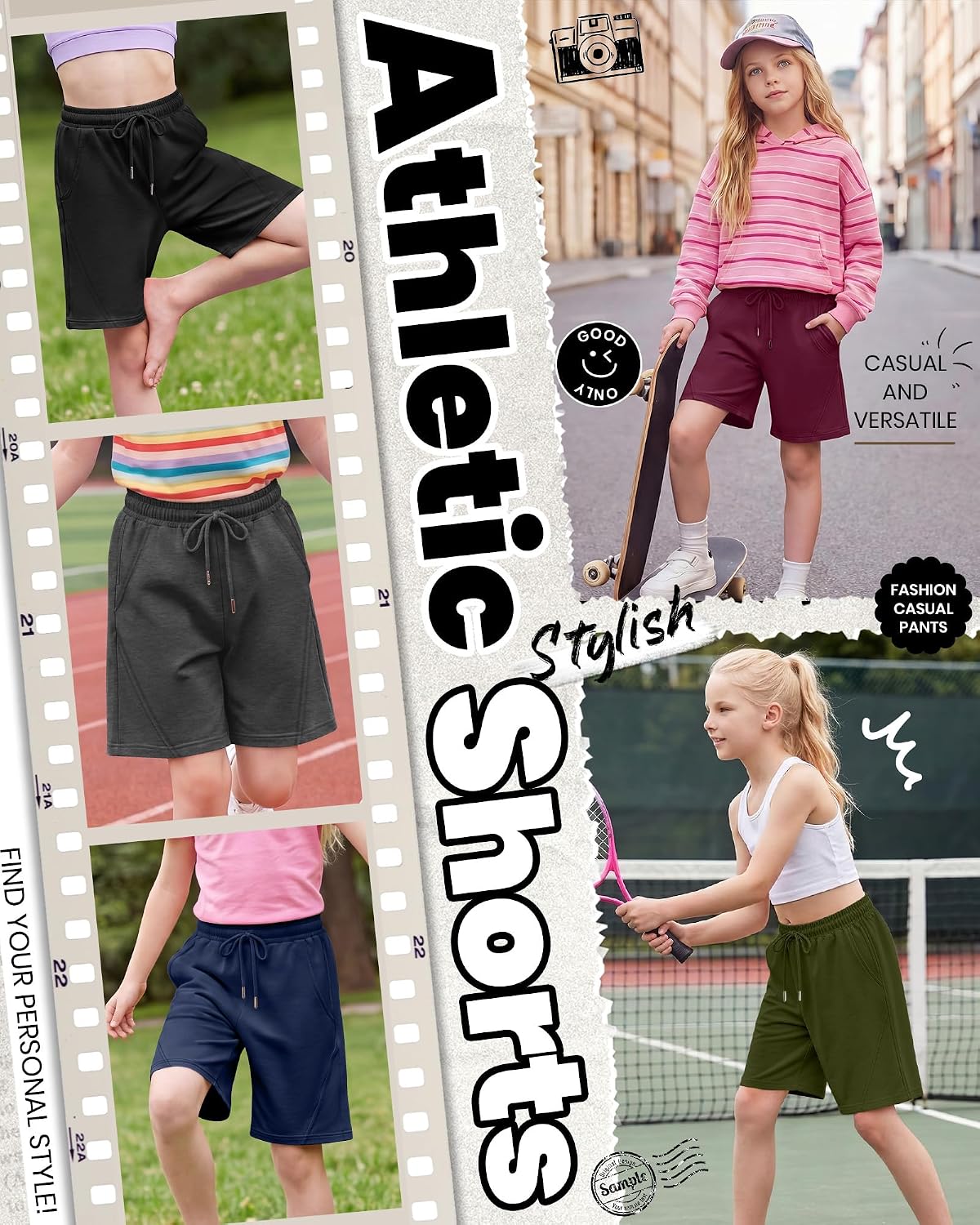 5 Pack Girls Knee Length Bermuda Shorts
