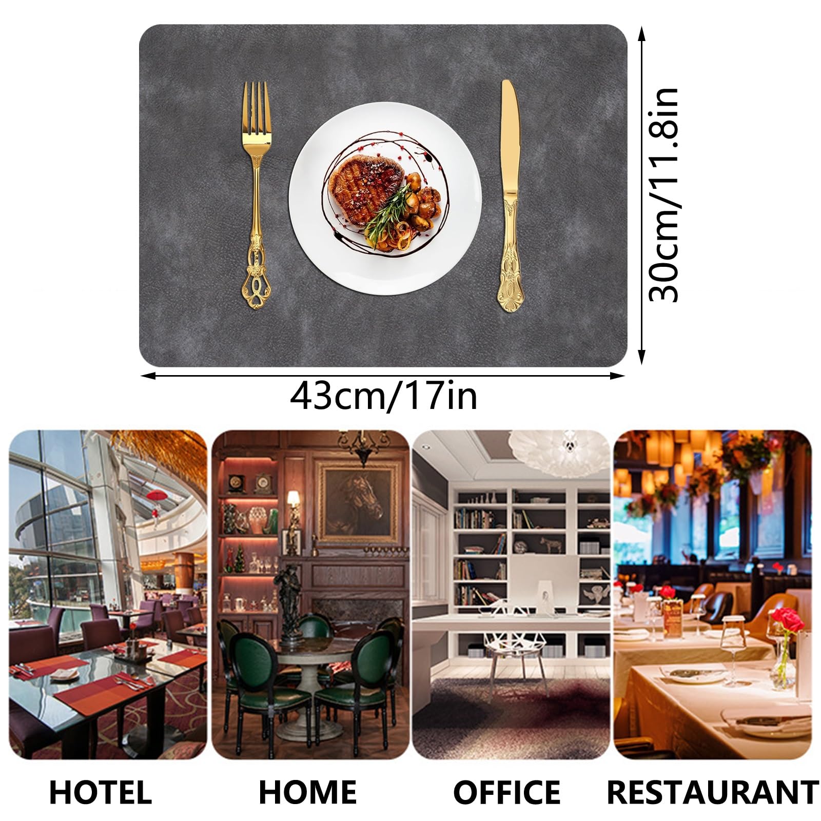 Decorazioni per la tavola, tovagliette, Set di tovagliette da Cucina e da Pranzo - 43x30 cm in Pelle PU, Resistenti al Calore, Lavabili e Impermeabili, Ideali per casa e Ristorante.