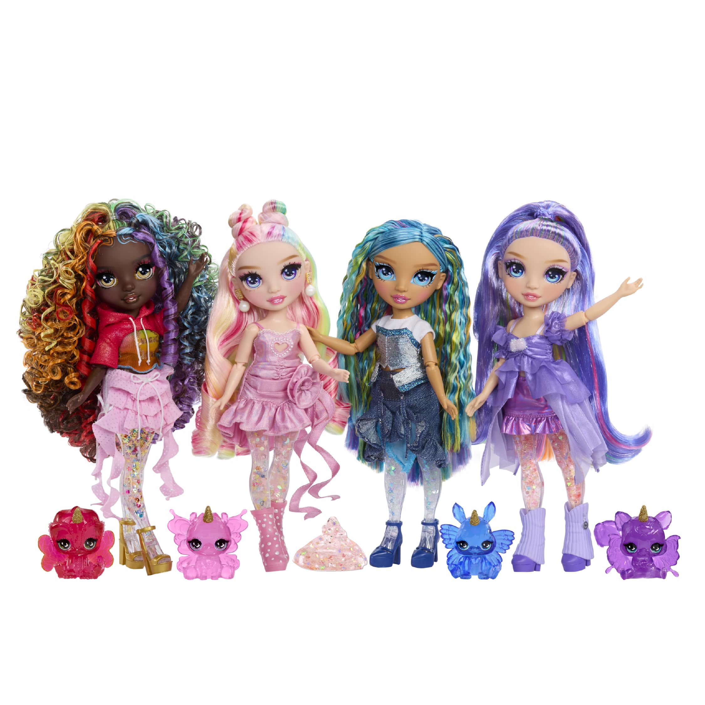 RAINBOW HIGH Rainbow Shimmers avec Slime - Bella, Rose - Poupée Mannequin de 28 cm, avec Un Kit de Slime et Un Lama de Compagnie, Convient aux Enfants de 4 Ans et Plus
