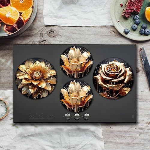 Miniatura 96 de 4 fundas redondas para quemador de estufa de Halloween, cubiertas de quemador eléctrico de calabaza de otoño, 8 y 10 pulgadas, cubierta para Obras