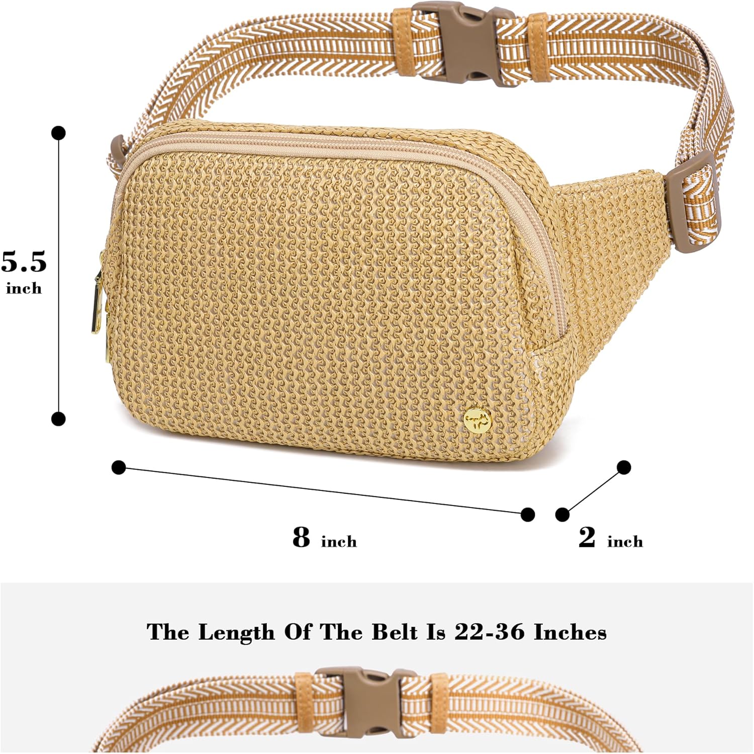 Faux Straw Belt Bag Summer Purses Beach Crossbody Fanny Pack Waist Women Travel Vacation Essentials RFID - Image 4