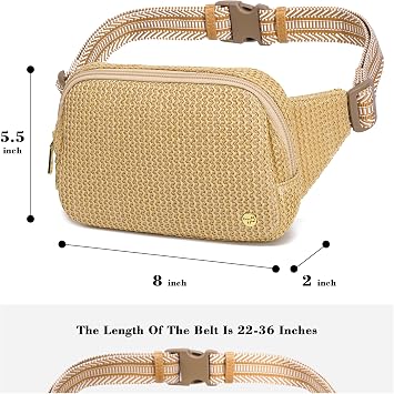 Faux Straw Belt Bag Summer Purses Beach Crossbody Fanny Pack Waist Women Travel Vacation Essentials RFID