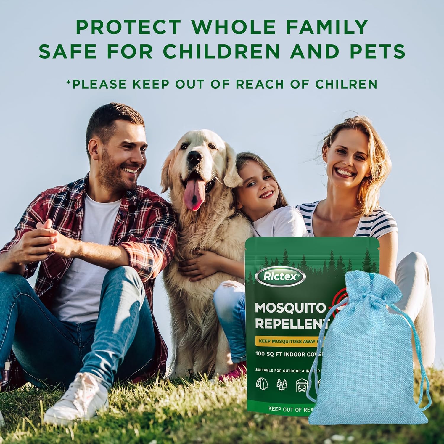 Mosquito Repellent Outdoor Patio Pouches: Natural Insect Deterrent with Citronella & Peppermint Oils - Safe for Kids & Pets - Ideal for Yard, Camping, Home & Indoor Use (1.55 Ounce (Pack of 10))