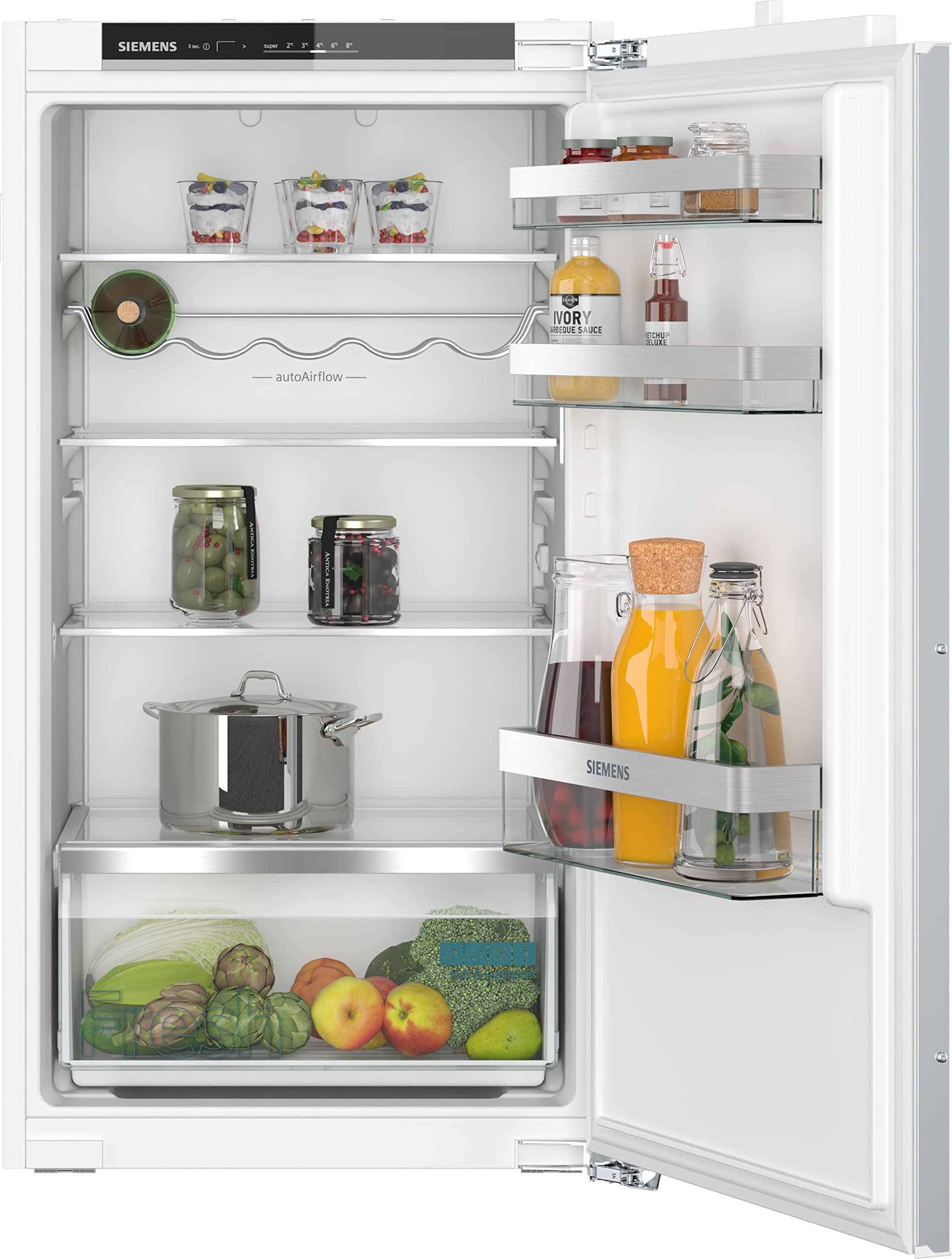 Siemens KI31RVFE0 Einbau-Kühlschrank iQ300, integrierbarer Kühlautomat ohne Gefrierfach 102x56 cm, 165L Kühlen, freshBox, LED-Beleuchtung, superCooling, bottleRack.