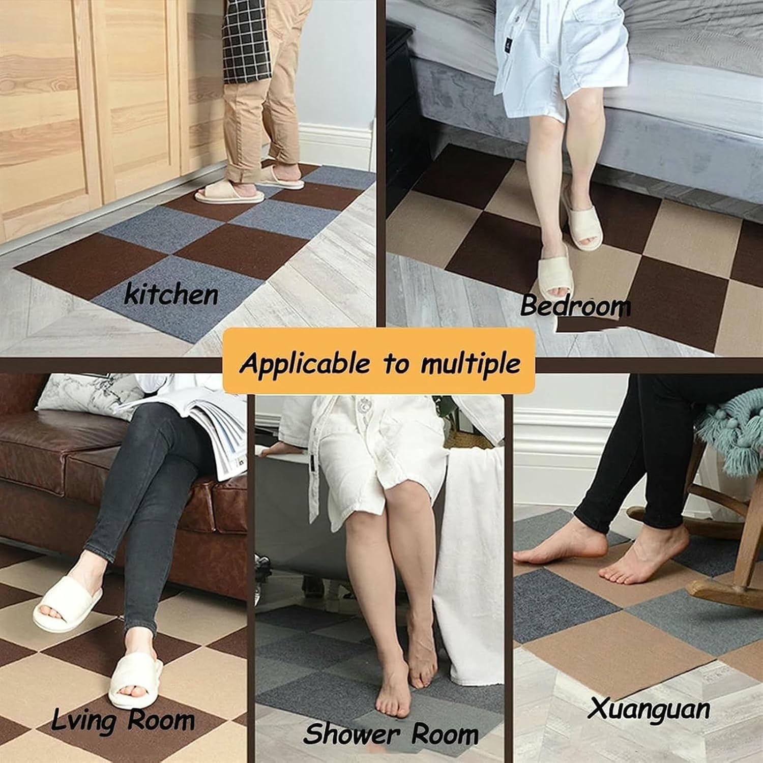 Self Adhesive Carpet Tile, Self-Priming Multi-Purpose Carpeting Floor Mat for Home and Pets Non-Slip Self-Adhesive Carpet Floor Tile~/
