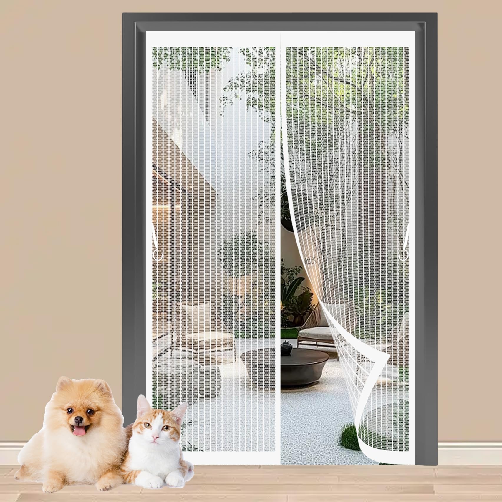 Moustiquaire magnétique de porte blanche 135x196 cm sans perçage