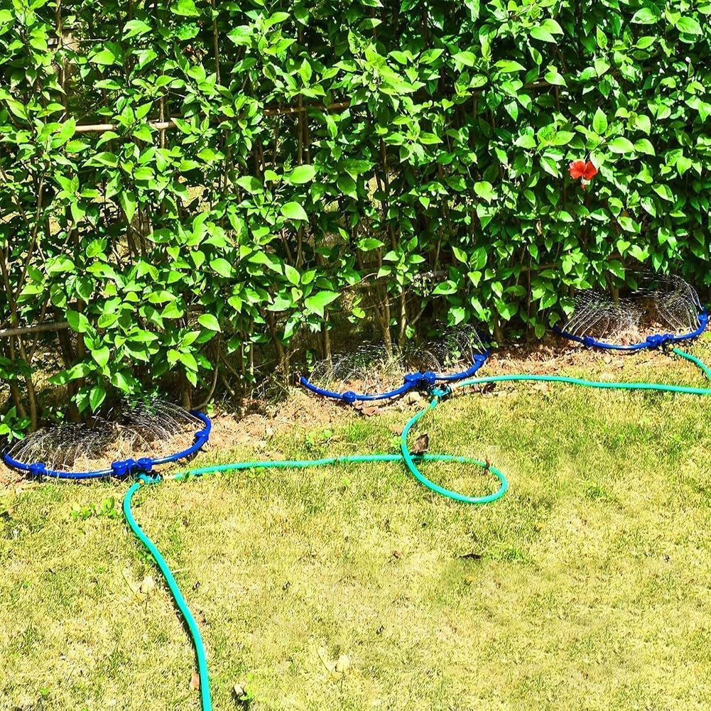 Sistema di irrigazione ad anello per albero in 2 pezzi con irrigatori di diametro 33 cm e flusso d'acqua completo a 360 gradi per saturazione delle radici (2 pezzi)