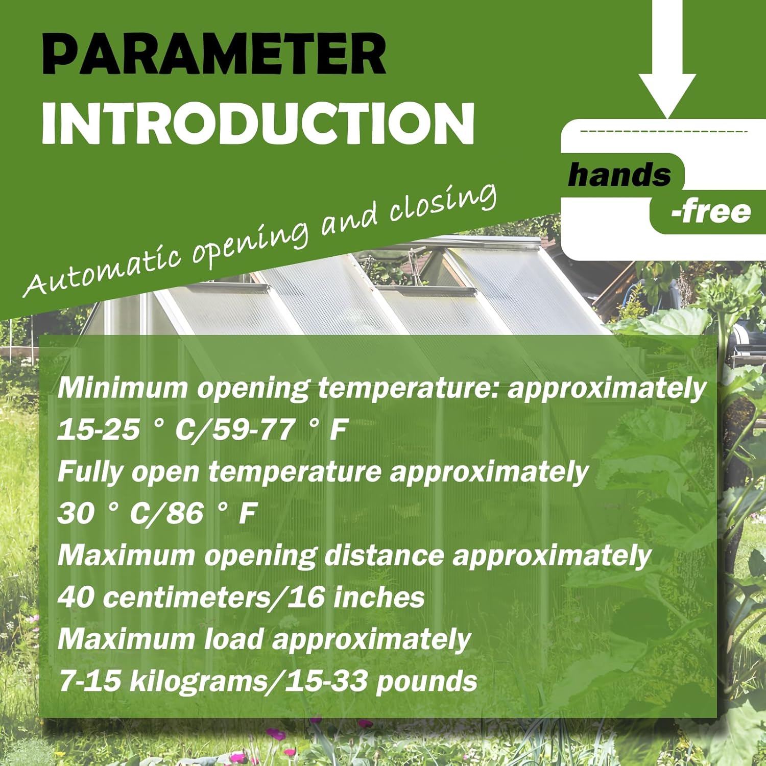 Greenhouse Window Opener Solar Heat Sensitive Dual Spring Powered Roof Vent Kit Automatic Greenhouse Accessories Tool Load Capacity of 15 lbs (2pc)