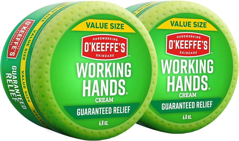 O'Keeffe's Working Hands Crema de manos para sequedad extrema - Frasco de tamaño económico de 6.8 oz (paquete de 2) - Cuidado reparador de la piel para manos agrietadas y secas