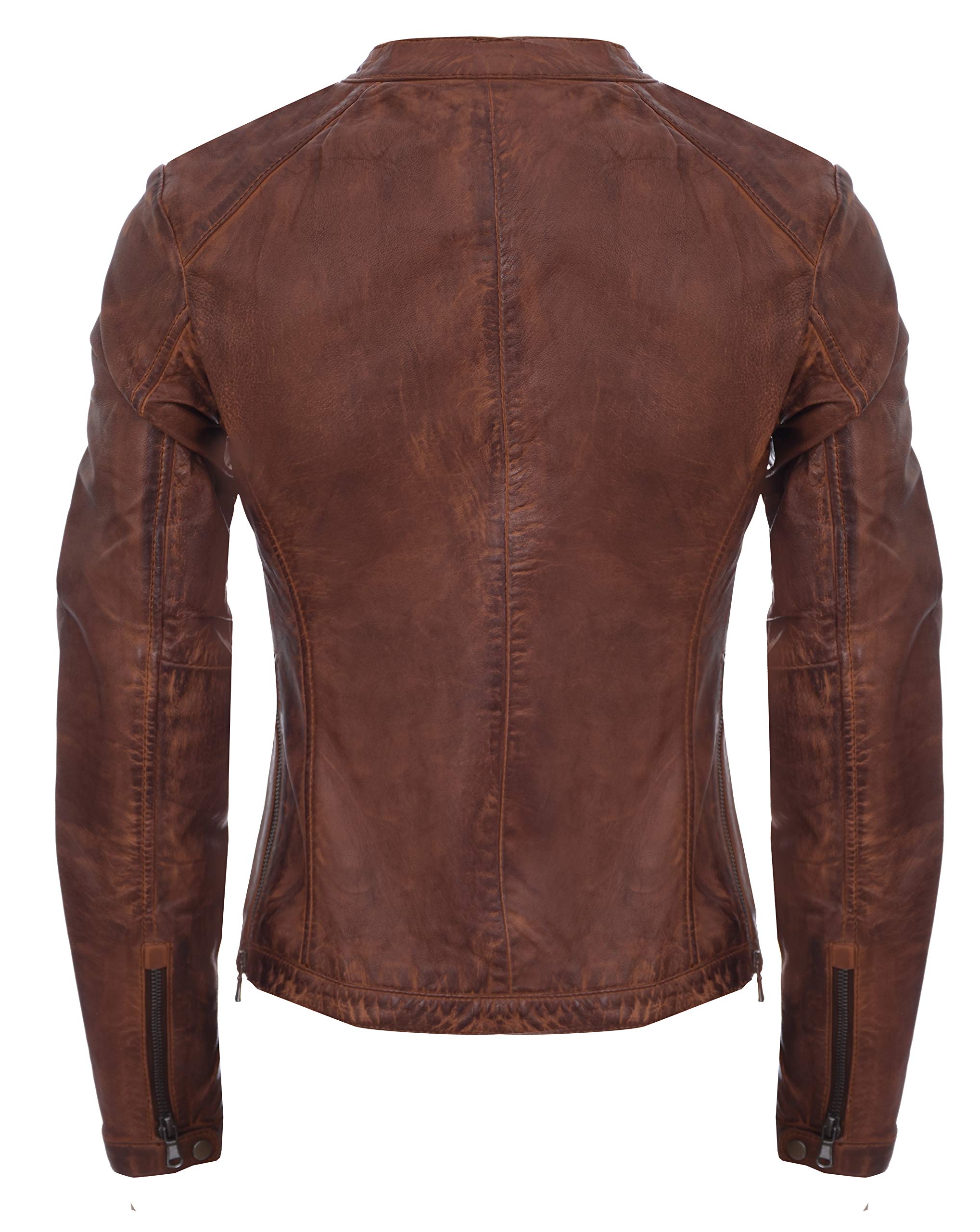 Infinity Leather Damen Bräunen Jahrgang Brando 100% Leder Radfahrer Jacke