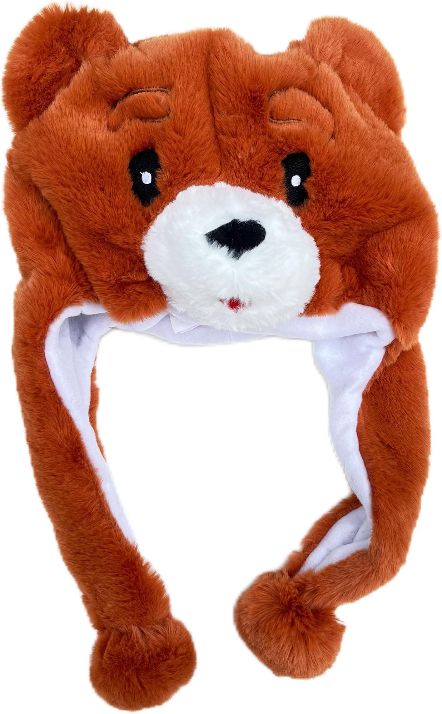 Danny Go! Official Bearhead Soft Warm Plush Hat With Ear Flaps Patch - Cozy Winter Hat For Kids & Adults - One Size