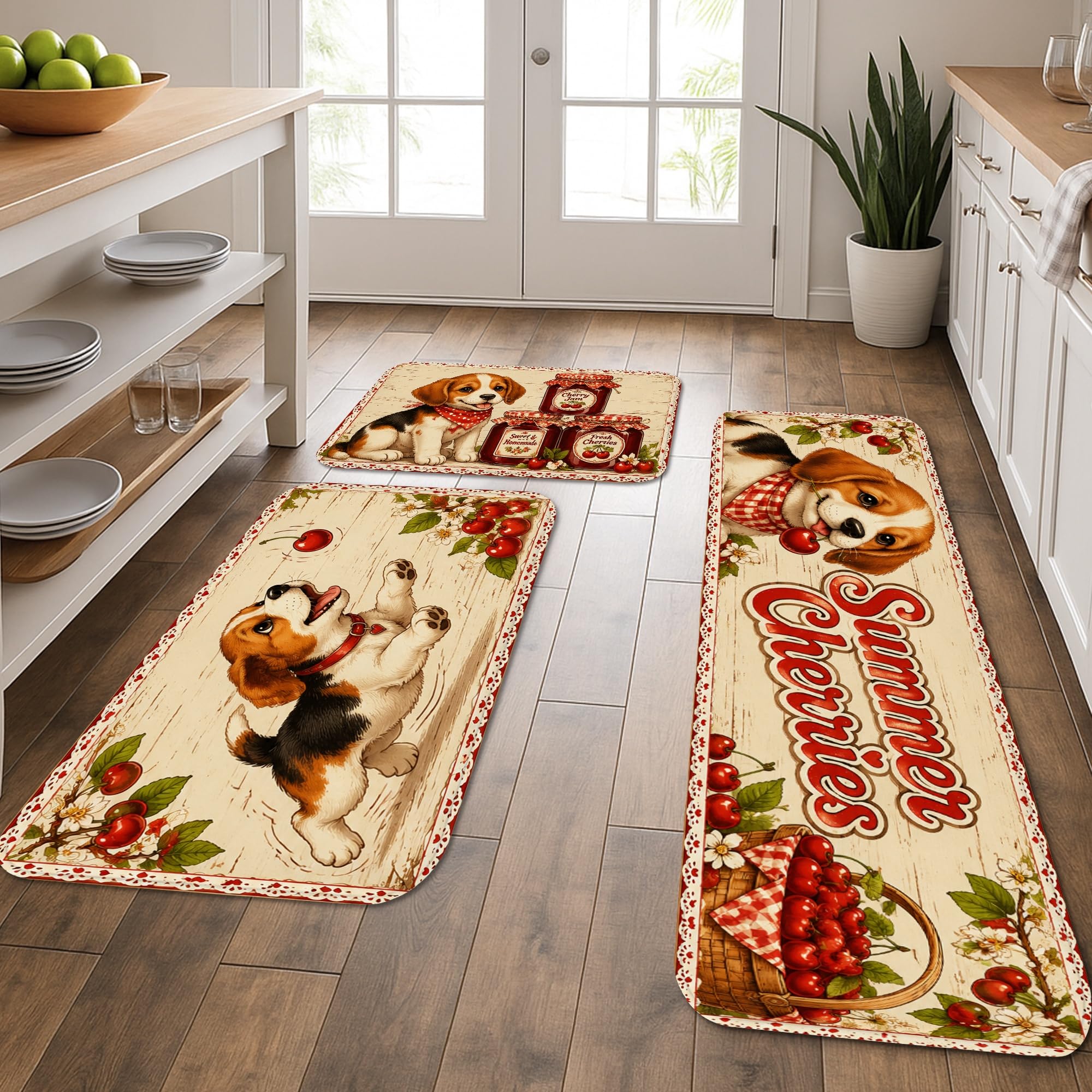 Tapis de cuisine d'été lot de 3 lavables et rembourrés style vintage