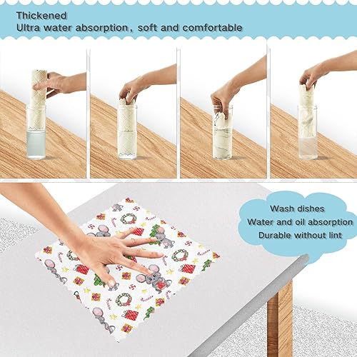 Miniatura 3 de KLL Cute Christmas mouses Hand Towel Microfiber Countertop Set of Tea Towels Decorative Hand Towels Kitchen Dish Towels Terry Cloth