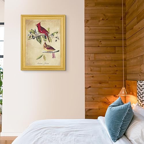 Miniatura 4 de Cardinal Grosbeak de James Audubon - Lienzo de 18 x 24 pulgadas en marco biselado dorado  Decoración artística enmarcada  Reproducción de pintura de