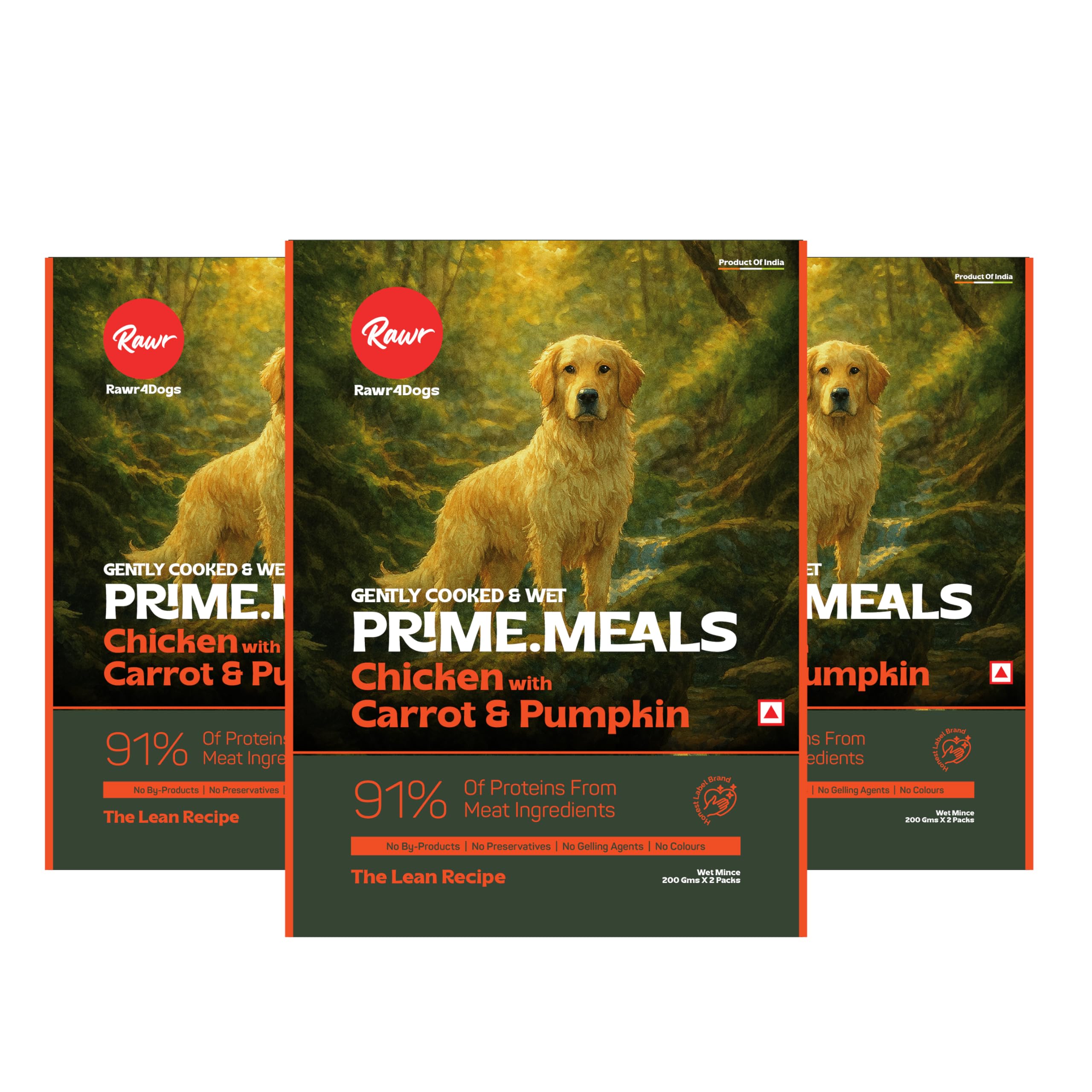 Rawr4Dogs | Prime.Meals | Balanced Wet Dog Food | Chicken, Carrots, and Pumpkin | Free from Grains, Gluten and preservatives | 200gms X Pack of 6