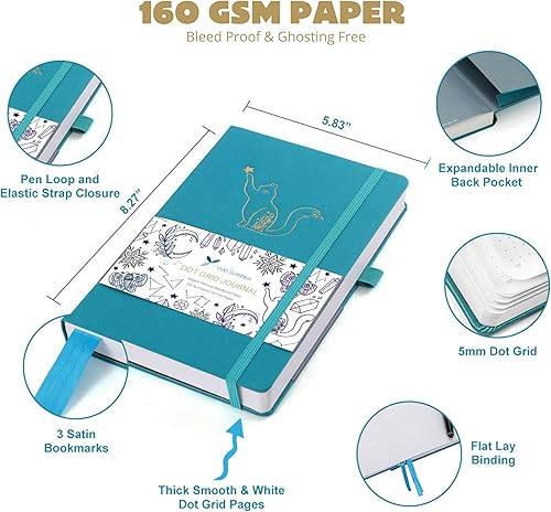 Miniatura 4 de VIVID SCRIBBLES Diario punteado Papel blanco grueso a prueba de sangrado de 160gsm 200 páginas de cuadrícula de puntos numerados Cuaderno