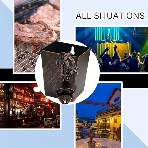 Miniatura 6 de Abrebotellas vintage de montaje en pared, abrebotellas de palmera, cerveza, con captador para tapas al aire libre, para regalos temáticos de playa