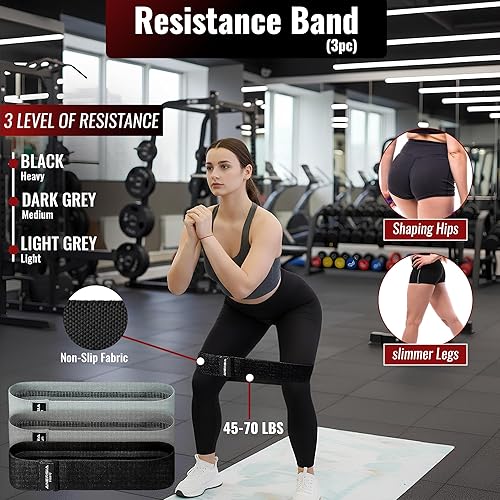 Miniatura 6 de Juego esencial de gimnasio 10 en 1 almohadilla de barra para empuje de cadera, correa de tobillo para máquina de cable, bandas de resistencia, clip