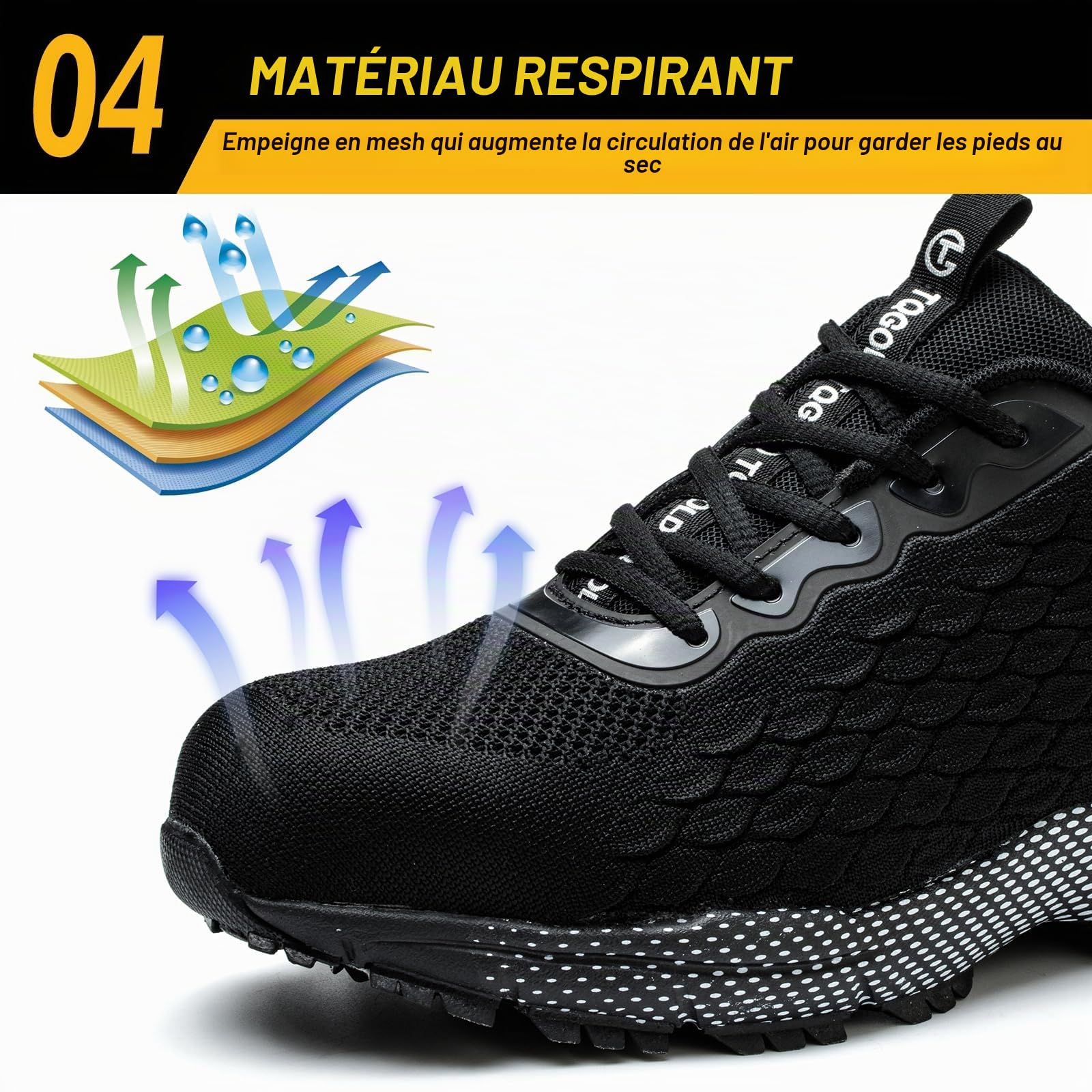 AONEGOLD Chaussures de Sécurité Hommes Femmes Légère Respirante Baskets de Sécurité Antidérapant Confortable Embout Acier Chaussures de Travail GR.36-48EU