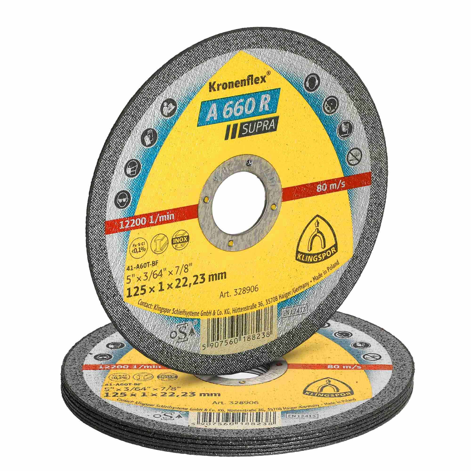 A 660 R - Discos de corte rectos (25 unidades, 125 x 1 x 22,23 mm)