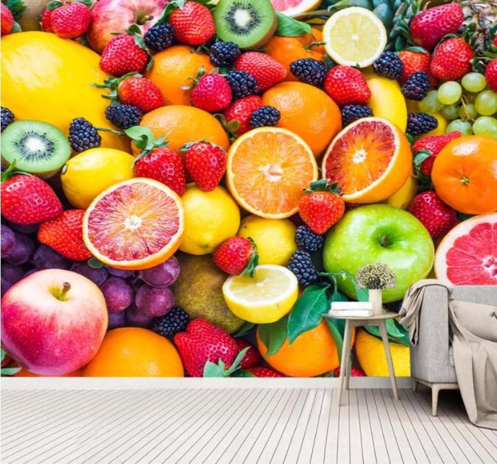 Xlming 430Cm×300Cm(B×H) Simple Fresh Three Dimensional Fresh Fruit 3D Wallpaper Luxury Home Dining Decor Paste Sofa Living Room The Wall For Bedroom Mural-430Cm×300Cm