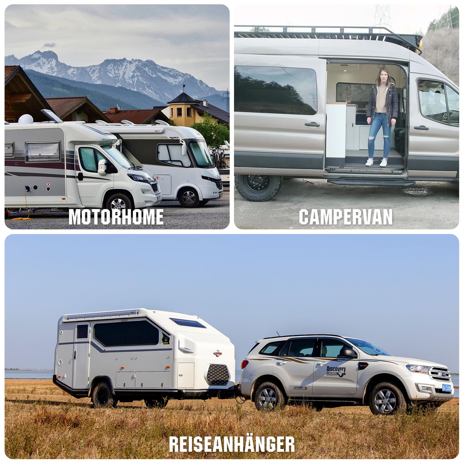 ECO-WORTHY 360W 0% VAT Solaranlage Komplettset netzunabhängiges für Wohnmobil Camper:3 Stücke 120W Solarpanel +20A DC-DC Ladebooster+1 Stücke 150Ah LiFePO4 batterie+2000W wechselrichter
