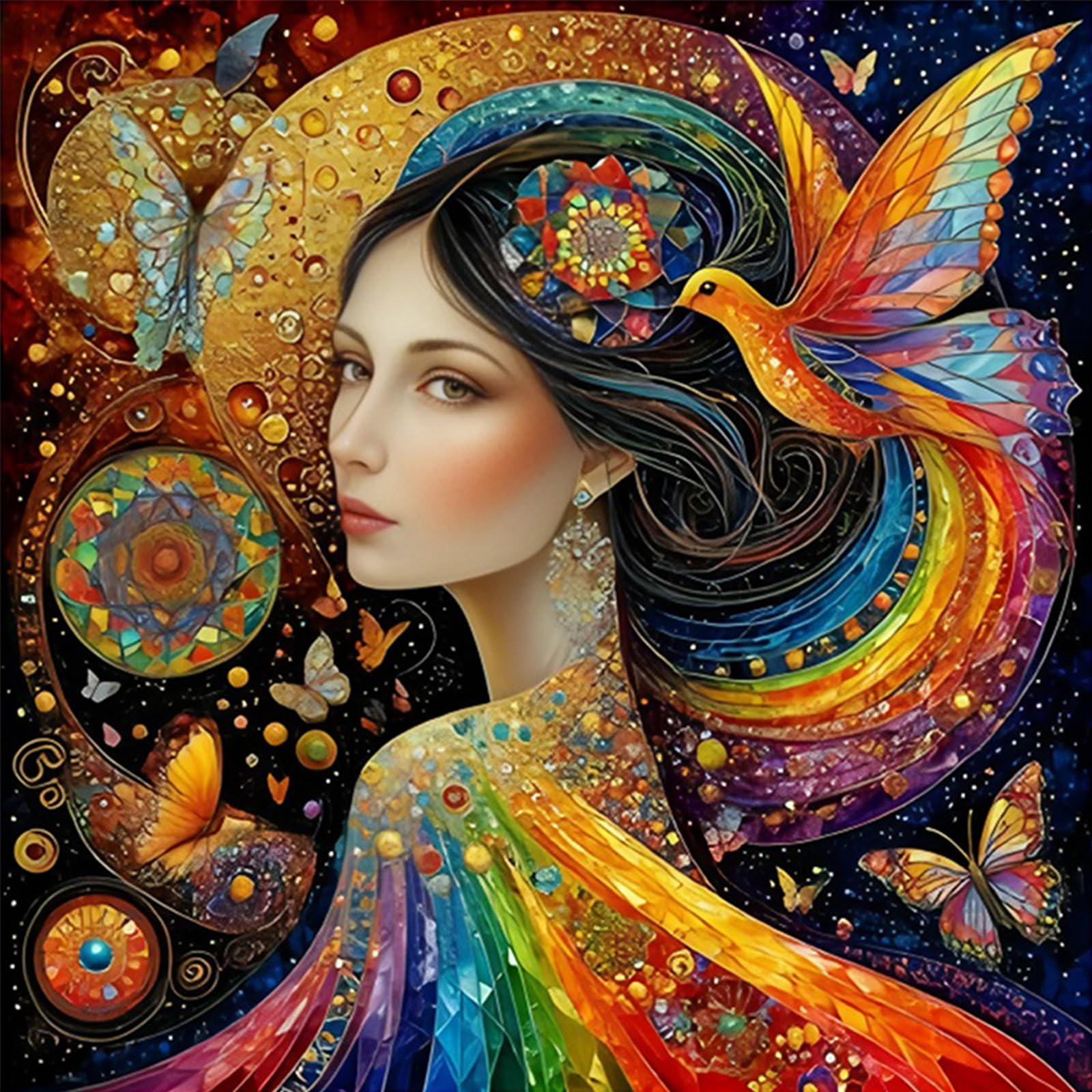POETRYDRAW Dreamy Beauty-D Full DIY 5D Round Drill Diamond Art Painting Kits for Adults/Beginners Gift Idea Home Wall Decor Diamond Art Paintings Picture Arts Craft 40x40cm (Beauty-3)