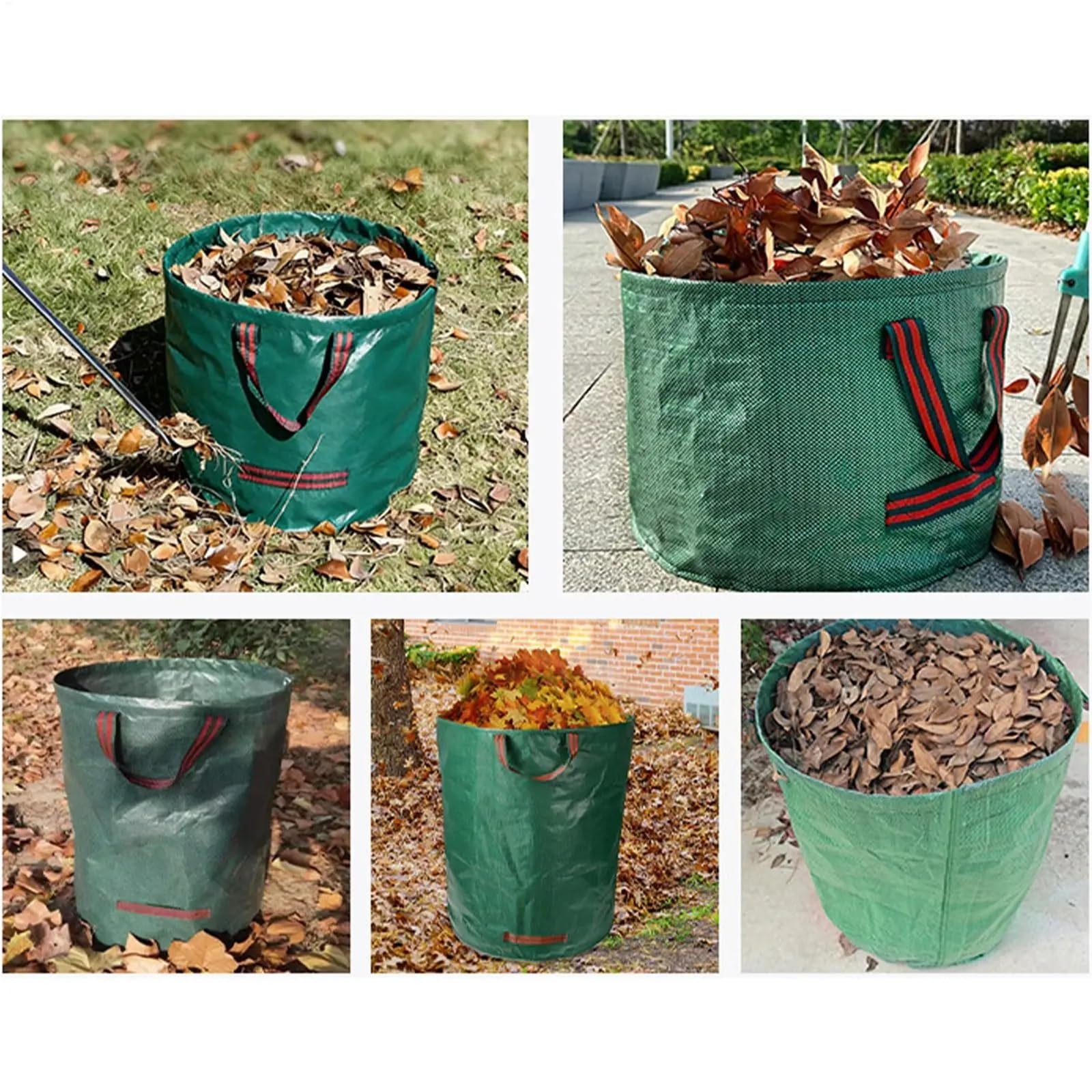 Sacos Para Escombros Bolsas de césped y hojas plegables, grandes, de pie con asas, soporte de basura for jardín, Patio, porche, Camping, parque de basura