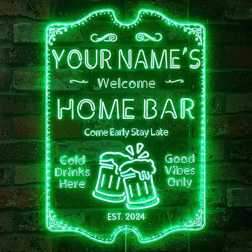 Miniatura 38 de ADVPRO Letrero de neón LED de un solo color personalizado con tu nombre para bar casero de cerveza con año de establecimiento 16 x 12 pulgadas