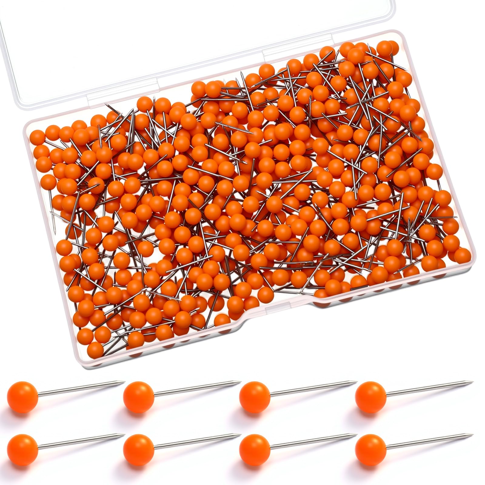 500 Pack Map Push Pins Map Tacks Small Size(Orange, 1/6 Inch)