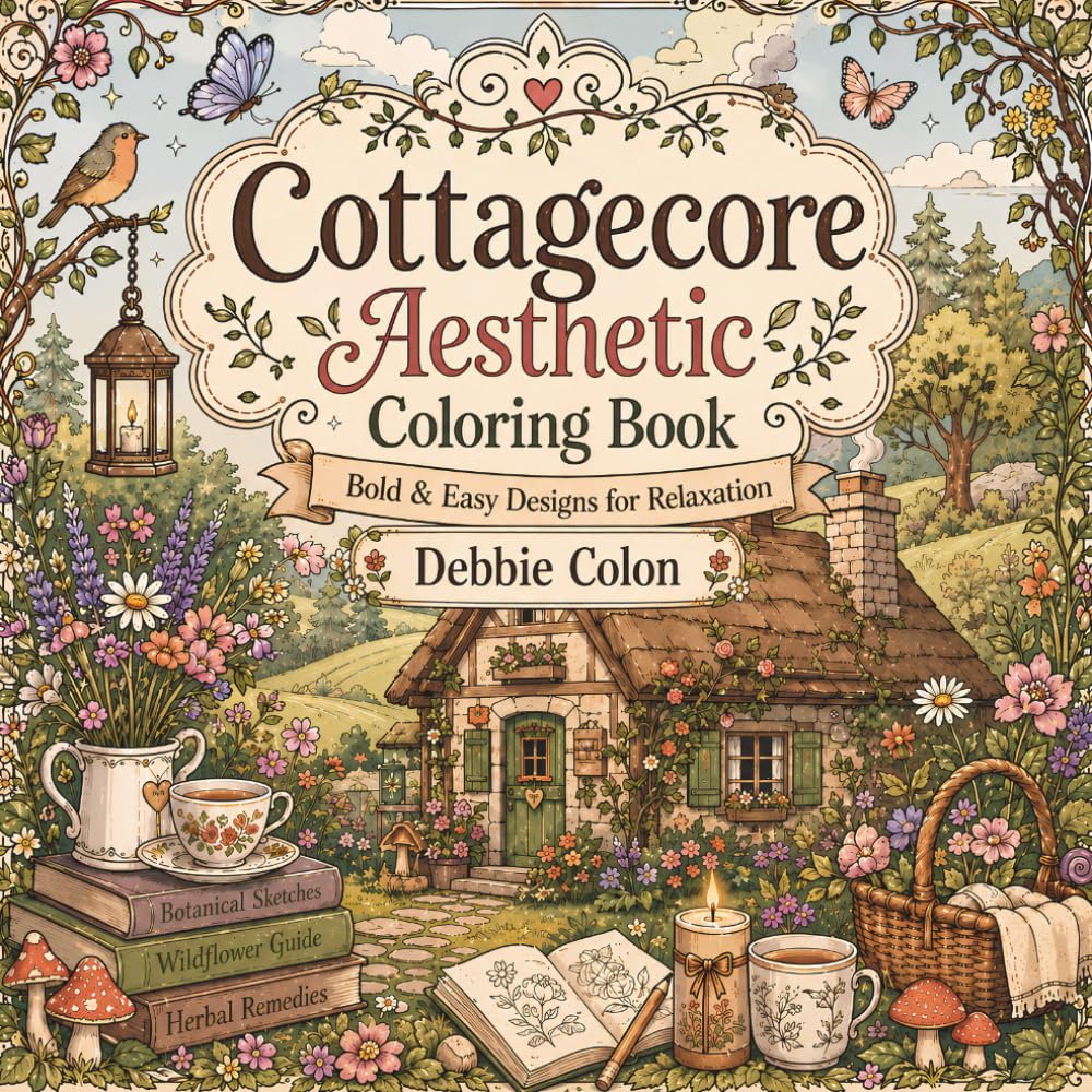 Cottagecore Aesthetic Coloring Book for Adults: Bold & Easy Designs for Relaxation