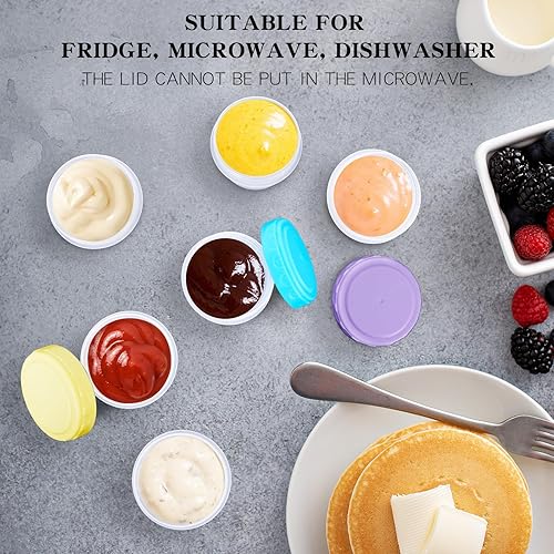 Miniatura 3 de Paquete de 12 recipientes para aderezo de ensalada, recipientes de condimentos de 2 onzas con tapas, recipientes de salsa a prueba de fugas para