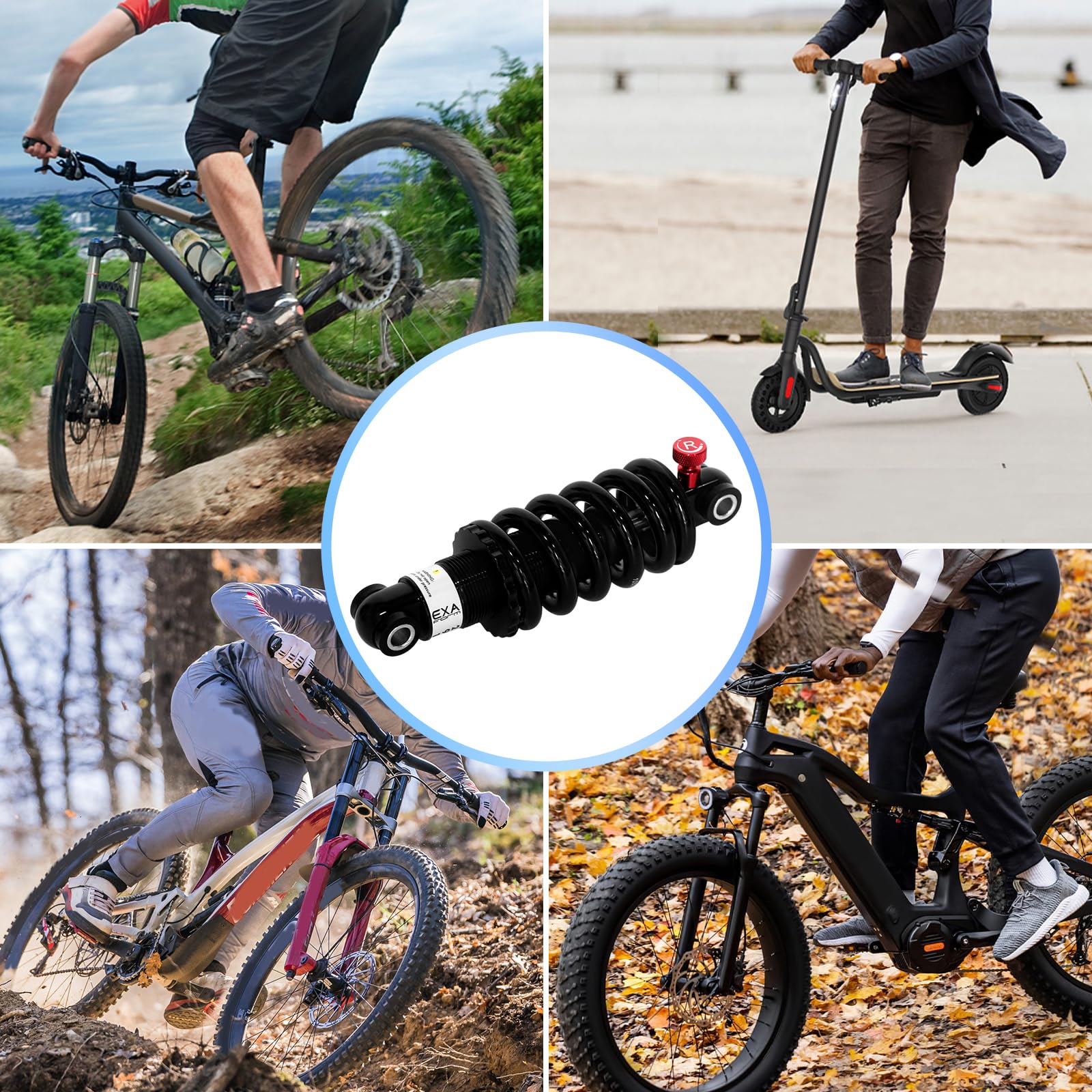 Amortiguador ajustable amortiguador trasero hidráulico para bicicleta MTB/E/Scoters 125 mm/150 mm/165 mm/190 mm, 550 libras/1000 libras/1500 libras (190 mm, 1500 lbS)
