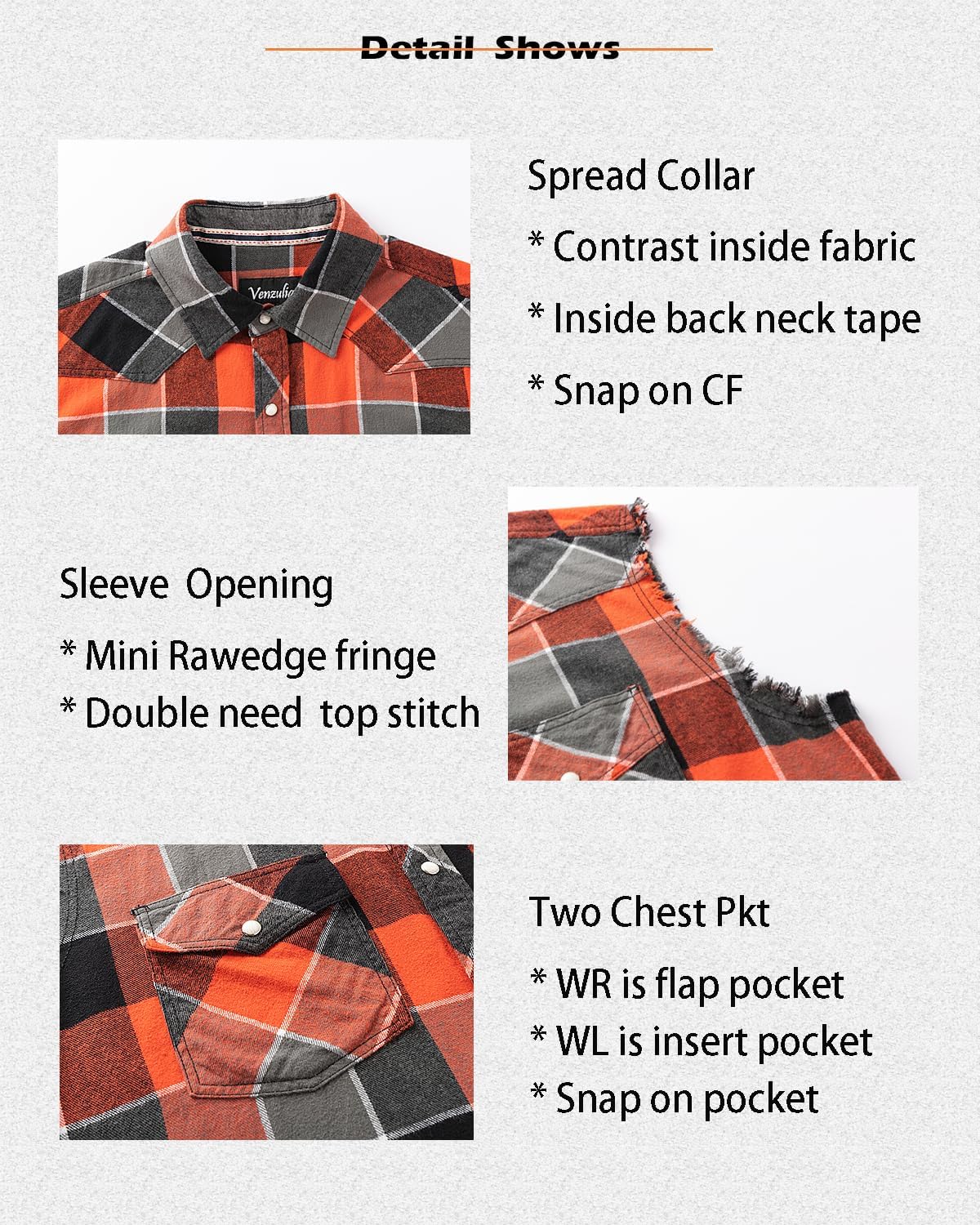 Mens Casual Flannel Plaid snap Shirt Sleeveless with Pocket - Image 4