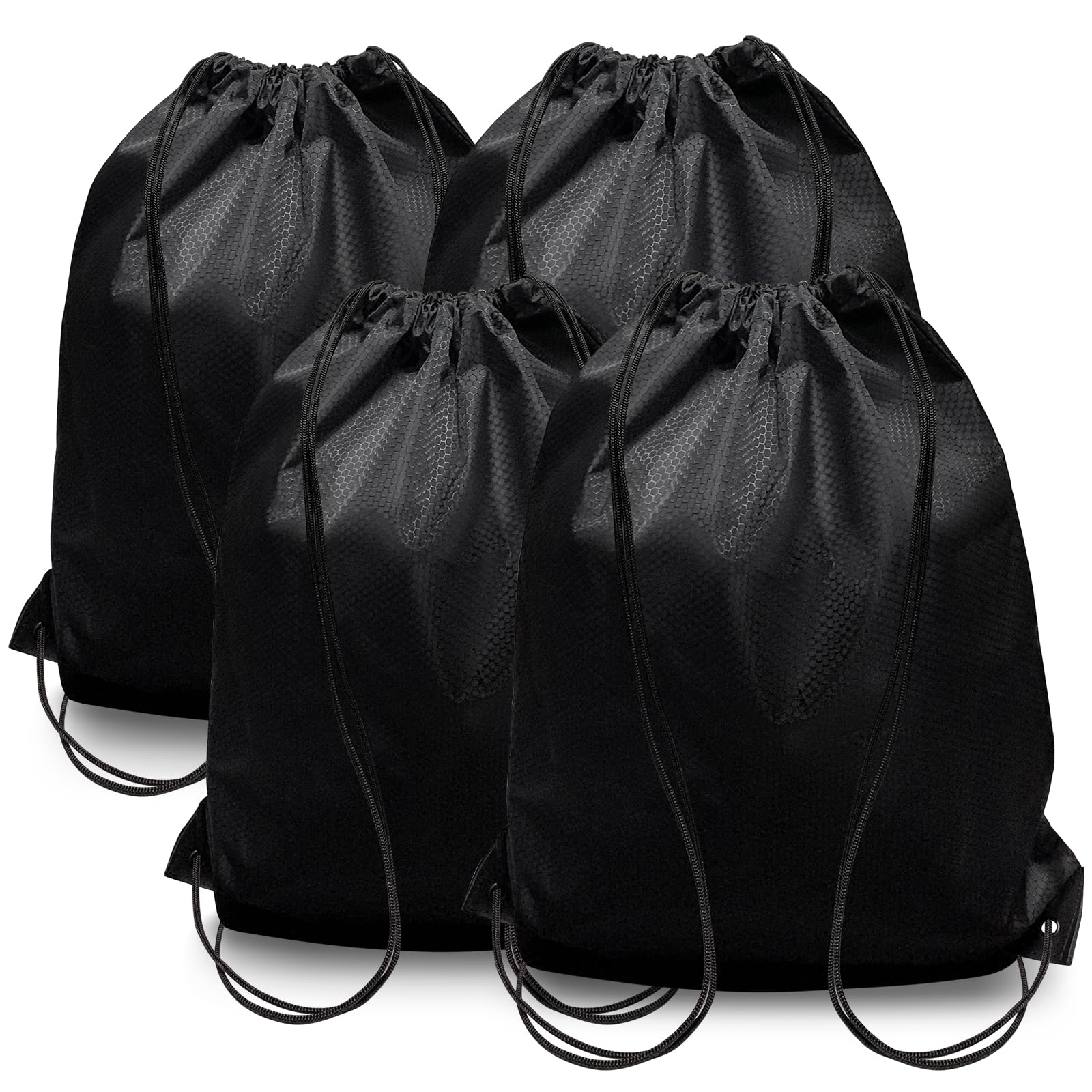 HIIXHC 4-Pack Black Drawstring Backpacks, Cinch Bag, Lightweight & Washable Sackpack, Perfect for Gym, Sports, Travel - Men & Women,X-Large 22.4"x17.5