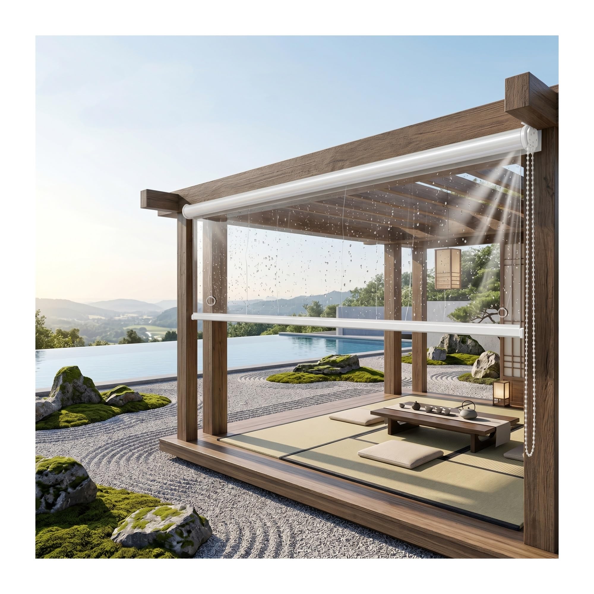 Tapparella Avvolgibile per Esterno,Tenda a Rullo PVC Impermeabile Trasparente con occhielli,Antipioggia Isolamento Termico Antipolvere,con Accessori，Personalizzabile
