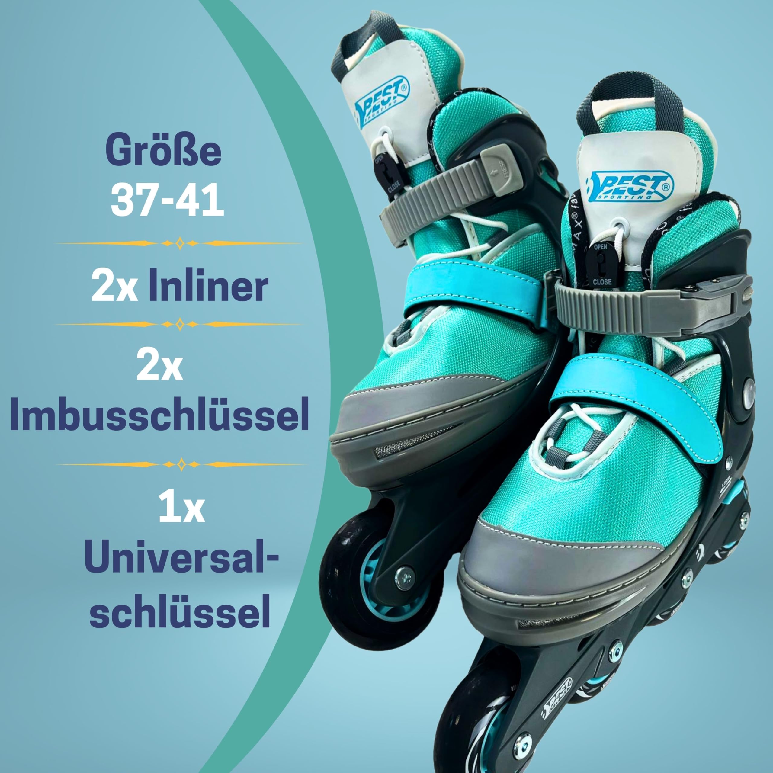 Best Sporting Inliner für Kinder 5-Fach größenverstellbar in blau I Inline Skates Kinder I robuste und hochwertige Kinder Inliner mit Bremse I Inliner Kinder mit 4 Rollen I Inliner Damen