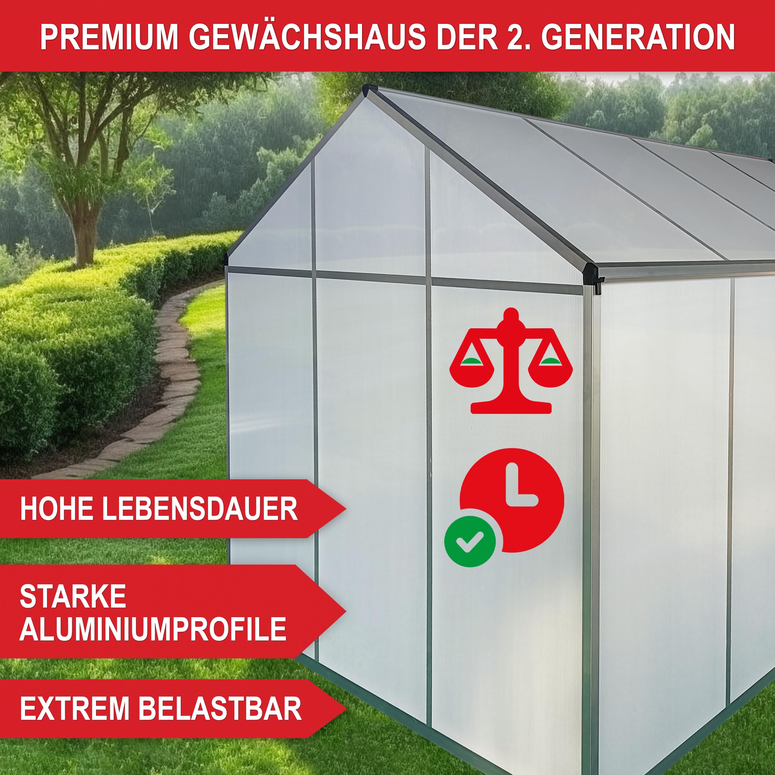 ONBEST stabiles Aluminium Gewächshaus mit Dachfenster – Garten Frühbeet ideal für die Anzucht von Tomaten Blumen – vielseitig nutzbar als Treibhaus, Tomatengewächshaus Pflanzenhaus (XXL)