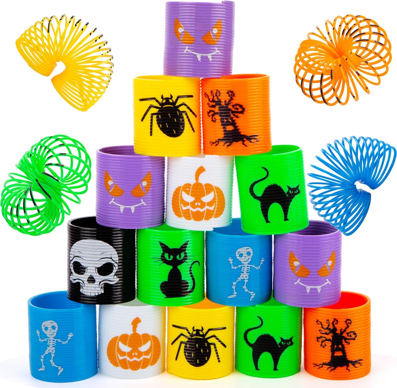 JOHOUSE 40PCS Coil Spring Toys, Halloween Mini Coil Springs Magic Springs Halloween