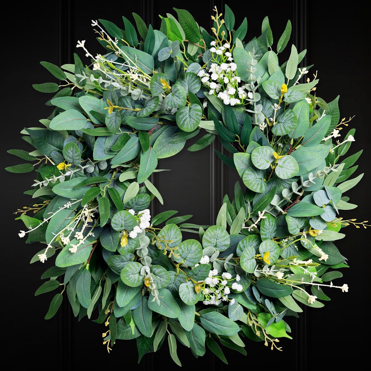 Spring Summer Wreaths for Front Door Porch Wall Window, 22" Farmhouse Sunflower Welcome Sign Wreath for Home Decor Outdoor Indoor