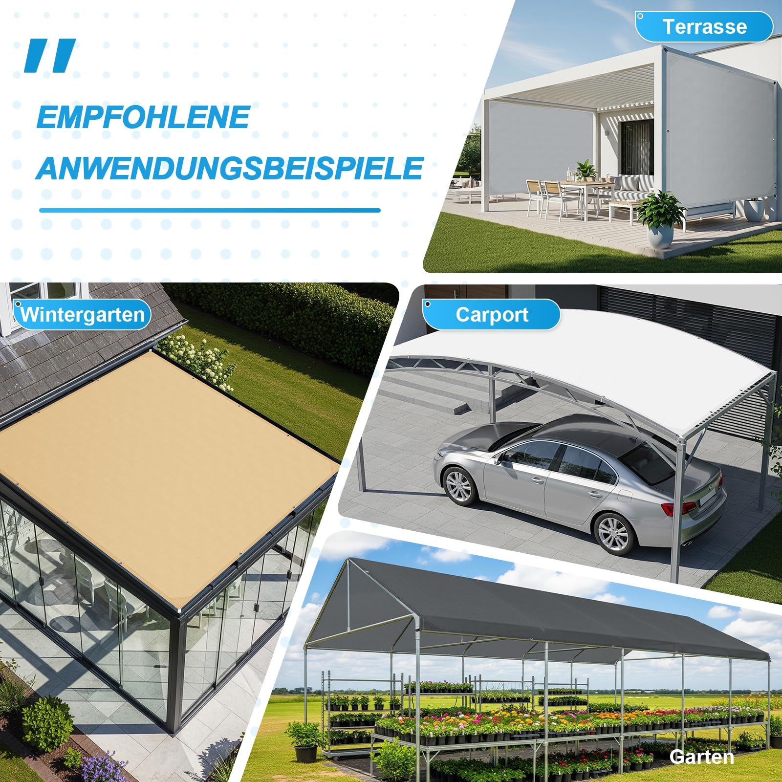 COOL AREA Sonnensegel Wasserdicht Rechteckige 1x2m mit Geraden Kanten Sonnenschutz Wetterschutz PES Polyester Segel 95% UV-Schutz Segel für Terrasse, Balkon und Garten,Anthrazit