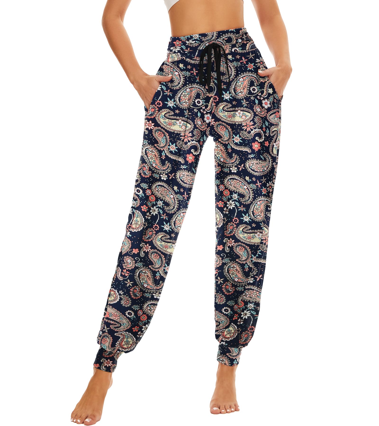 HAPYWER damskie spodnie haremki, długie, do uprawiania sportu, treningu, jogi, joggingu, letnie, lekkie, miękkie, luźne, wygodne, z dużymi kieszeniami, rozmiar S-XXL