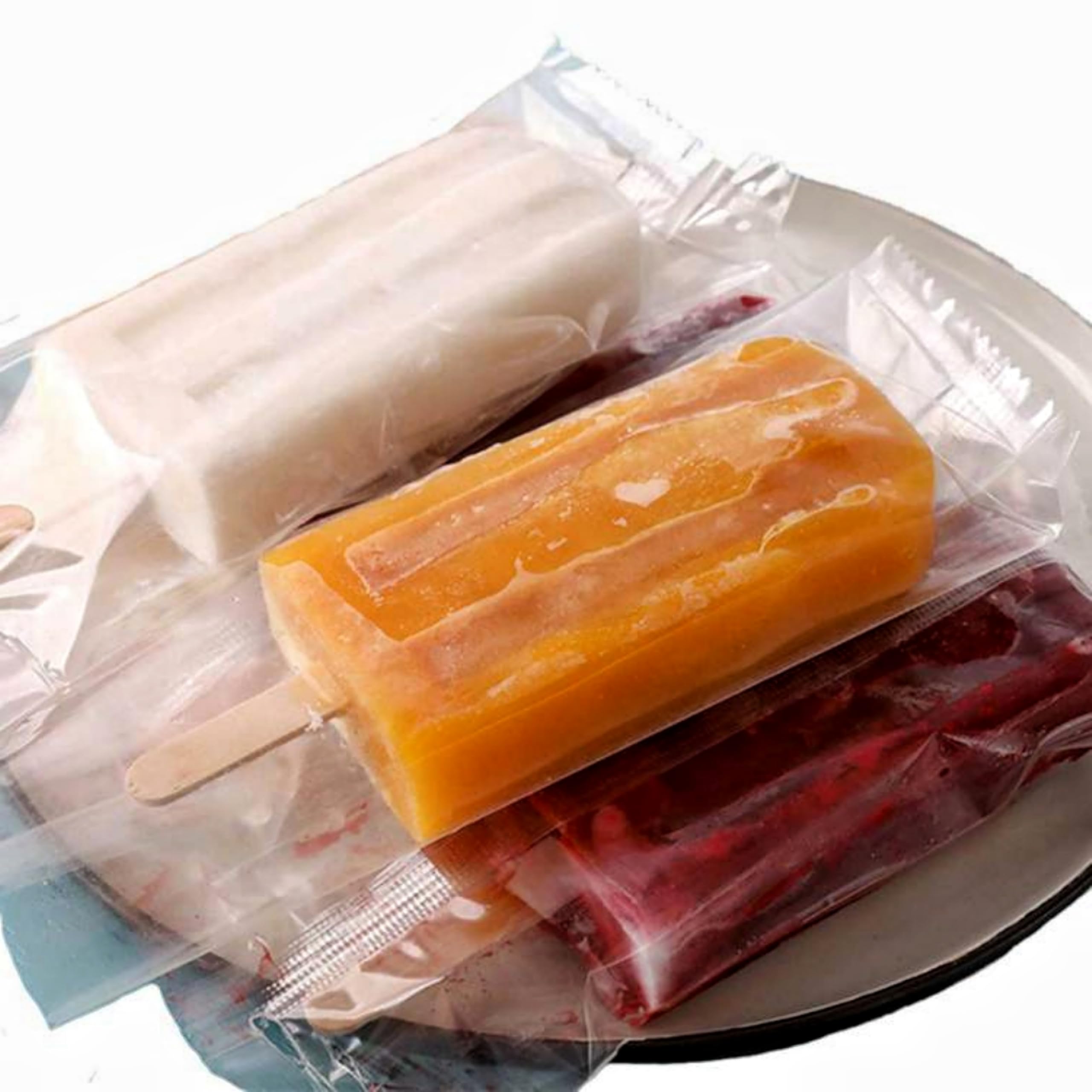 Pack de 200 bolsas transparentes para paletas de hielo de grado alimentario – térmicas, fáciles de usar y resistentes – ideales para polos, helados, caramelos y envasado caliente (12x19CM)
