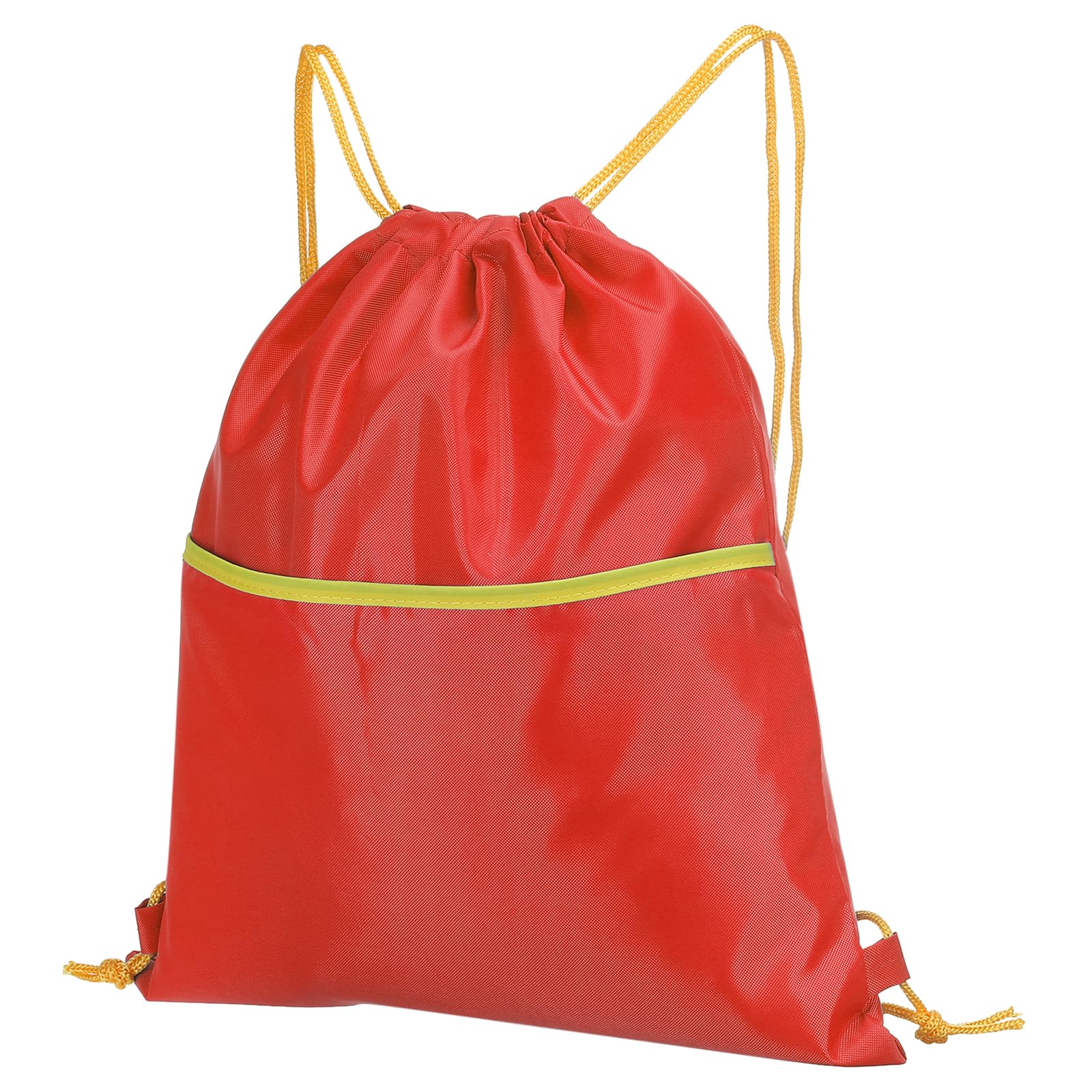 PATIKIL Drawstring Backpack Bag, Drawstring Gym Bag String Backpack with W Zipper Side Pocket for Women Men Red