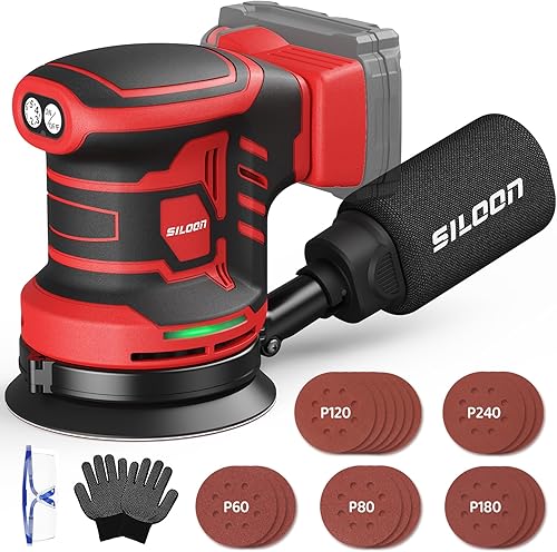 Miniatura 10 de Lijadora Orbital Aleatoria Inalámbrica Compatible con Dew 20V Max, Lijadora Orbital sin Escobillas de 5 Pulgadas con 19000 RPM 6 Velocidades