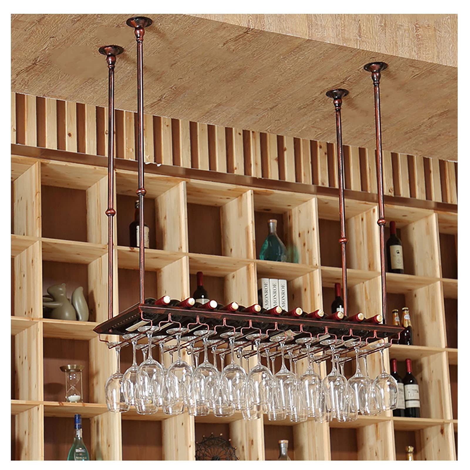 Porte-verre à bouteille de vin rouge de plafond pour gagner de la place