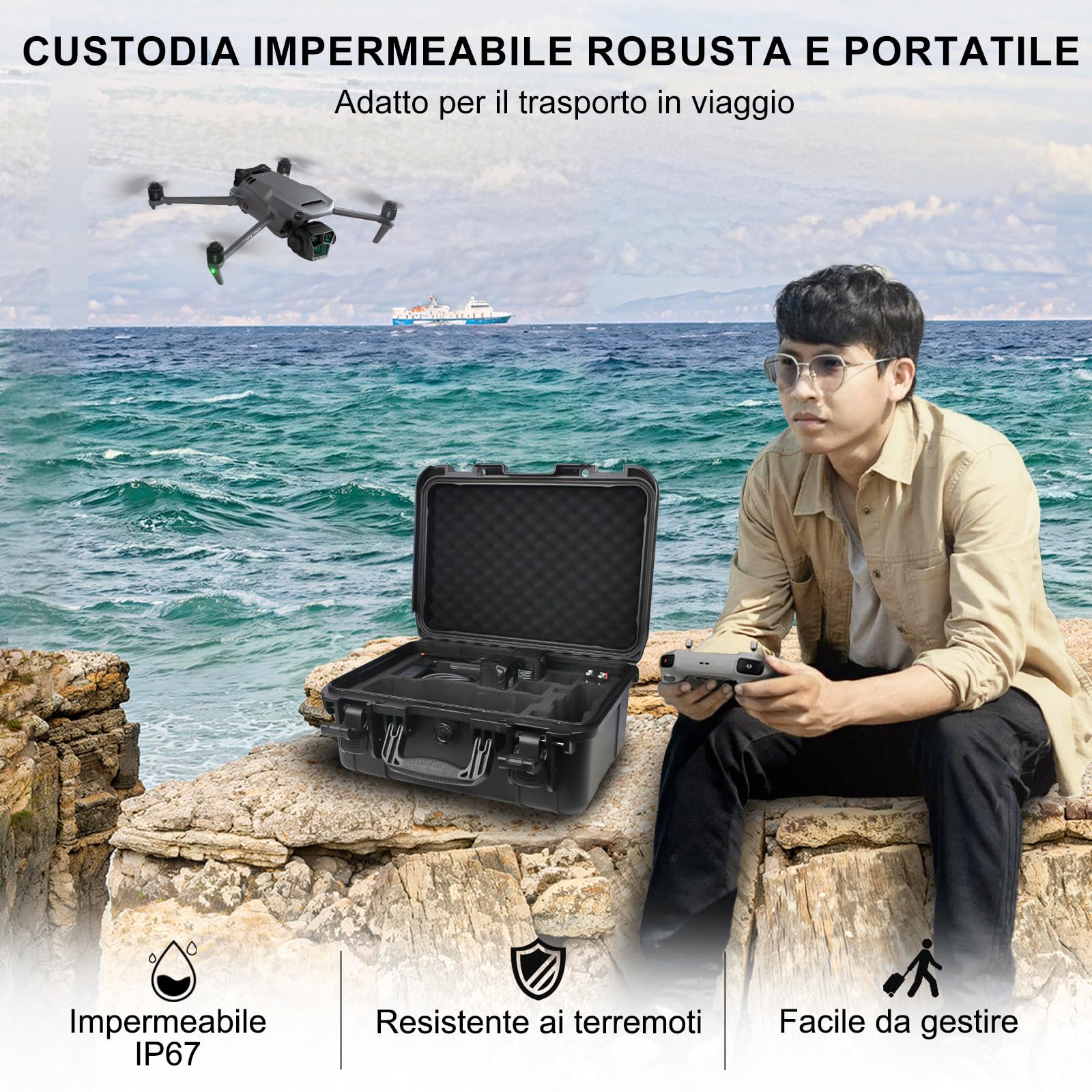LEKUFEE Custodia Rigida Impermeabile per DJI Mavic 3 Pro/Mavic 3 Classic/3 Combo,DJI RC 2/RC/N2/N1 e Accessori [Solo Custodia]