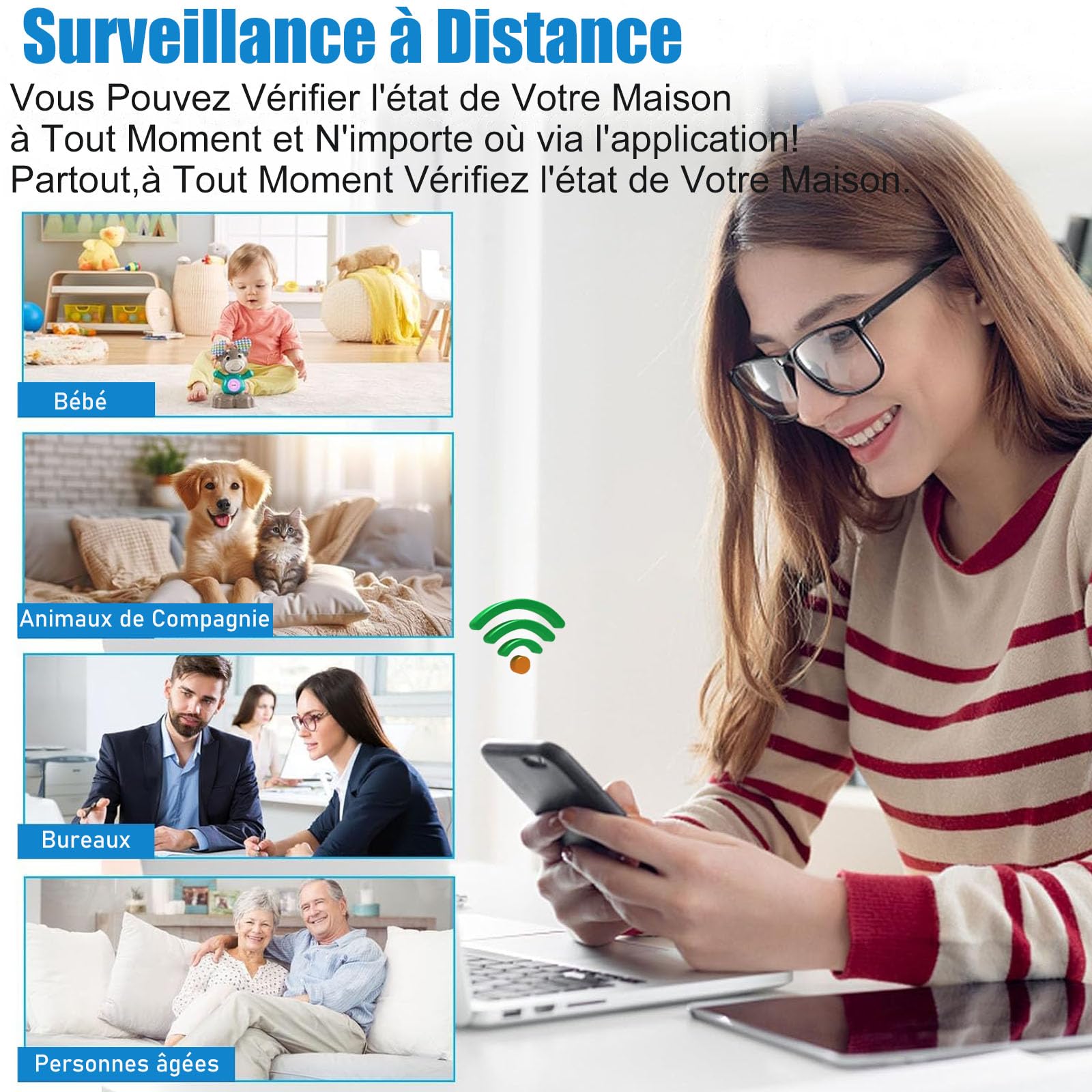 Camera Surveillance WiFi Exterieure Sans Fil, Ultra HD 2K Caméras De