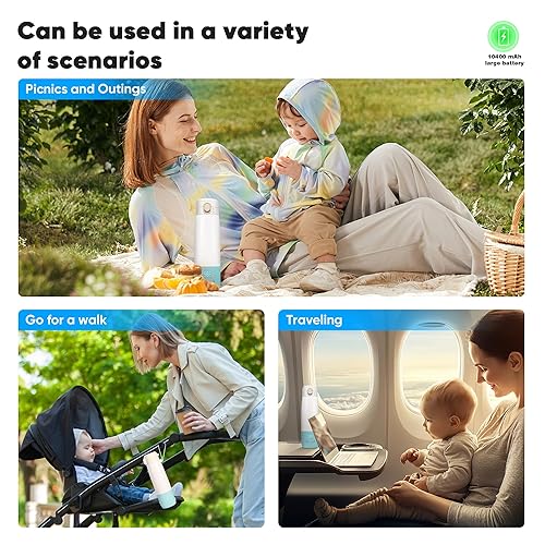 Miniatura 7 de Calentador de biberones portátil para viajes, calentador de leche para bebés, calentamiento rápido, modos preestablecidos, control preciso de